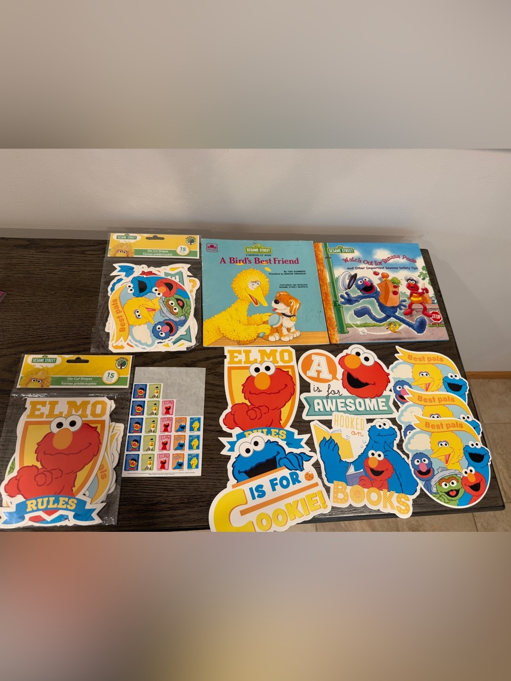Sesame Street Die Cut Shapes 15 Pack (2) and and Vintage Books